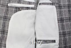 SUITSUPPLY Lazio SB UK38S Men Suit Checked Wool Cashmere Mohair Slim Fit 2-Piece