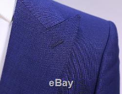 SUITSUPPLY Royal Blue Woven Peak Lapel 110's Wool Slim Fit 2-Btn Suit 38L