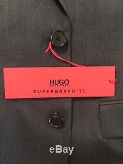 Slim Fit HUGO Hugo Boss Super Graphite (charcoal grey) 40R Super 130 wool