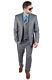 Slim Fit Men Suit 3 Piece Vested Plaid Grey Notch Lapel Double Vents AZAR MAN