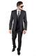 Slim Fit Men Suit 3 Piece Vested Solid Black Notch Lapel Double Vents AZAR MAN
