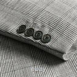 Slim Fit Prince of Wales Check Wool Unlined Suit Size 50 IT (40 US)