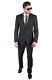 Slim Fit Suit 2 Button Solid Black AZAR MAN Flat Front Pants New Style With Tags