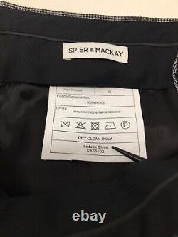 Spier & Mackay Slim Fit Unlined Gray Glen Plaid Patch Pocket Flat Front Suit 36S