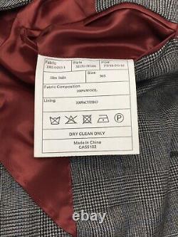Spier & Mackay Slim Fit Unlined Gray Glen Plaid Patch Pocket Flat Front Suit 36S