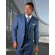 Statement Mens Tivoli Steel Blue Super 180s Wool 3 Piece Vest Modern Fit Suit