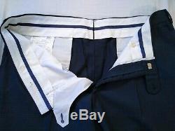 Suit Supply Lazio Vitale Wool Navy Blue Two Button Suit Flat Front Slim Fit 42R