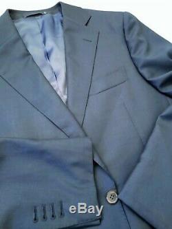 Suit Supply Lazio Vitale Wool Navy Blue Two Button Suit Flat Front Slim Fit 42R