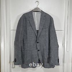 SuitSupply Blazer Jacket Pure Linen Havana Patch HL Slim Fit Grey EU 52R UK 42R