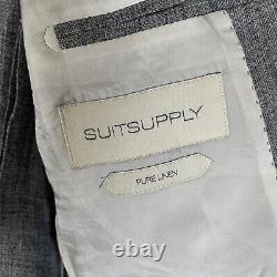 SuitSupply Blazer Jacket Pure Linen Havana Patch HL Slim Fit Grey EU 52R UK 42R