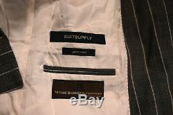 SuitSupply Gray Stripe Wool 2 Piece Suit Size 42R Slim Fit