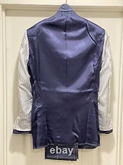 SuitSupply- NWOT- Mens 36R 2pc LAZIO fit, Blue Check, E. THOMAS Wool & Cashmere