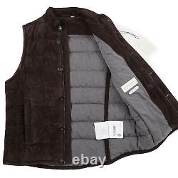 SuitSupply Slim-Fit Chocolate Brown Quilted Suede Leather Vest M NWT Suit Supply