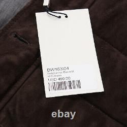 SuitSupply Slim-Fit Chocolate Brown Quilted Suede Leather Vest M NWT Suit Supply