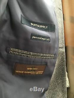 SuitSupply Slim Fit Washington Suit Grey 120's Wool 40L 34 Pin Dot Pattern