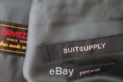 SuitSupply SuSu Washington Slim Fit Gray Glen Plaid Check Peak Lapel Suit Flt Ft