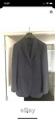 Suitsupply 38R Havana Navy Check Suit Slim Fit (Pure Wool Traveller)