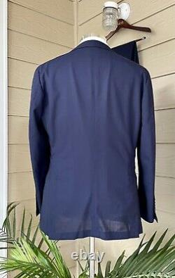 Suitsupply Mens 40S Slim Fit Wool Havana Traveller Navy Blue Suit Double Vent