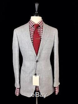 Suitsupply Mens Grey Glen-plaid Check Slim Fit Linen Havana Suit 40r 33w 30l
