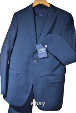 T. M. Lewin Smart Blue Finchley Textured Skinny Fit Stretch Work Suit Uk/us 39r