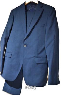 T. M. Lewin Smart Blue Finchley Textured Skinny Fit Stretch Work Suit Uk/us 39r