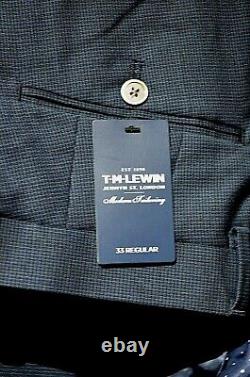 T. M. Lewin Smart Blue Finchley Textured Skinny Fit Stretch Work Suit Uk/us 39r