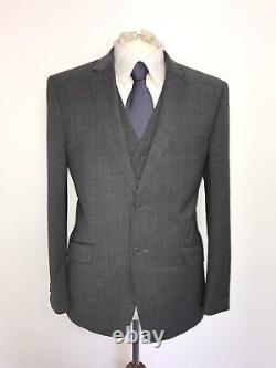 TED BAKER Tailored Fit 3 PIECE GREY WOOL SUIT 40 Short W34 L29 WORN ONCE