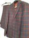 TM LEWIN Men's Three Piece Suit Blue Red Check 38R Slimfit Pure Wool BRAND NEW