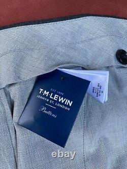 TM Lewin Charcoal Grey Slim Fit Two Piece Suit Jacket 40R, Trousers 32 W 32 L