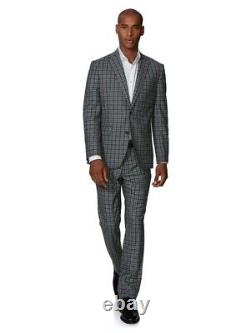 TM Lewin Larkin Barberis Slim Fit Blue & Ginger Check 3 Piece Suit 38R BNWT