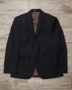 TM Lewin Navy Pinstripe Wool Suit 36S Jacket Slim Fit, 30R Trouser