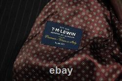 TM Lewin Navy Pinstripe Wool Suit 36S Jacket Slim Fit, 30R Trouser