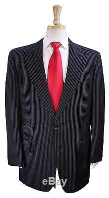 TOM FORD Recent Black Pinstripe Peak Lapel 2-Btn Slim Fit Wool Suit 44L