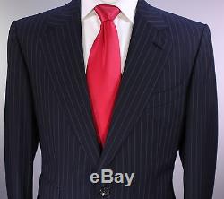 TOM FORD Recent Navy Blue Pinstripe Slim Fit Wool 2-Btn Luxury Suit 40R