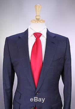 TOM FORD Recent Navy Blue Windowpane 2-Btn Wool Slim Fit Luxury Suit 38R