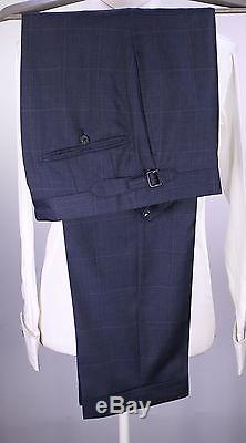 TOM FORD Recent Navy Blue Windowpane 2-Btn Wool Slim Fit Luxury Suit 38R