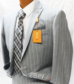Tallia Gray Wide Pinstripe Slim Fit Two Piece Suit Mens Suits
