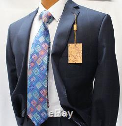 Tallia Navy Blue Windowpane Two Piece Slim Fit Suit Mens Suits
