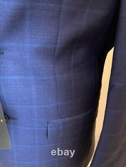 Ted Baker Suit Jacket Size 36R Navy Blue Teal Overcheck Slim Fit TB252JS Prom