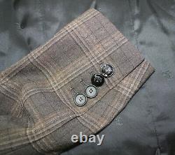 The Kooples Brown Check Fitted Three Piece Suit Size 46