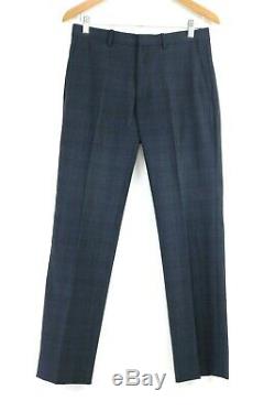 Theory Men's $900 Suit Slim Fit Windowpane Marlo Mazuma Size 36S Blue Excellent