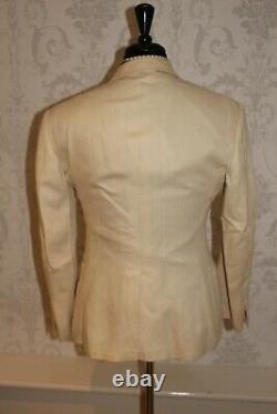 Tom Ford Coat Jacket Suit Cream Herringbone Slim Fit Uk 38 / 40 Rrp £2k
