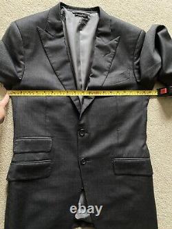 Tom Ford Suit 50R Grey Micro Check Fit Y 100% Wool Tailored Fit