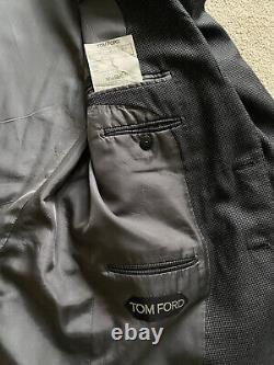 Tom Ford Suit 50R Grey Micro Check Fit Y 100% Wool Tailored Fit