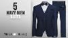 Top 10 Navy Men Suits Winter 2018 Men S Slim Fit 3 Piece Suit One Button Blazer Tux Vest U0026