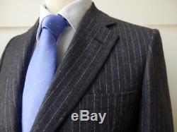 Turnbull & Asser blue grey striped slim fit suit 38 x 32 waist