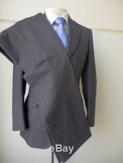 Turnbull & Asser blue grey striped slim fit suit 38 x 32 waist
