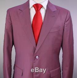 VERSACE COLLECTION Current Plum Pink Peak Lapel 2-Btn Slim Fit Wool Suit 38R
