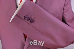 VERSACE COLLECTION Current Plum Pink Peak Lapel 2-Btn Slim Fit Wool Suit 38R