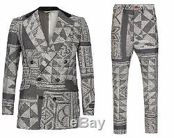 Vivienne Westwood Man Slim Fit Grey Mosaic Jacquard Wool Suit. Uk 38r It 48r
